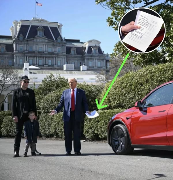 People Stunned After Spotting What Trump’s Notes Said During White House Tesla Event